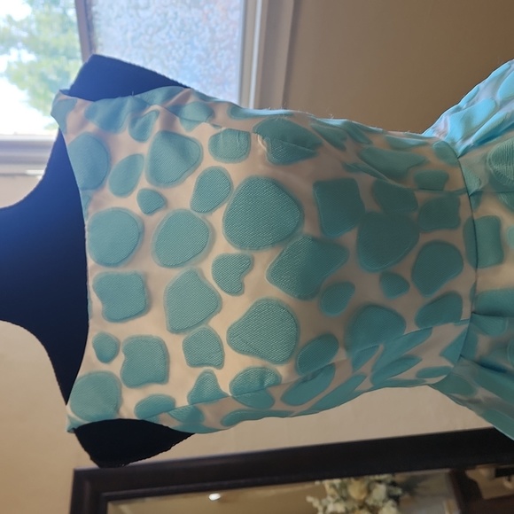 Size 2 aqua & white prom/pageant/evening gown by Sherri Hill - Picture 3 of 6